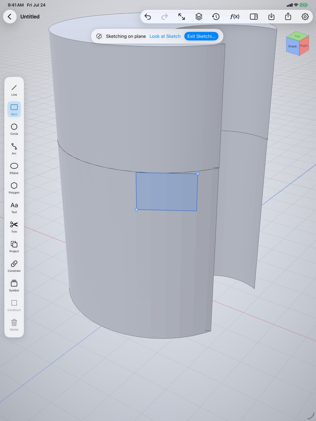 Sketching directly on the face of a 3D solid